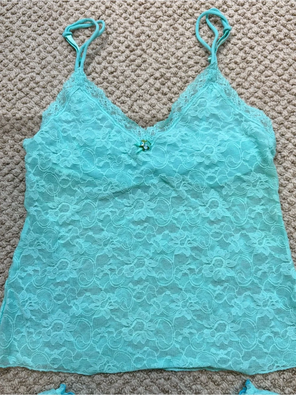 Victoria’s Secret Angels‎ Turquoise Lace Camisole and Matching Panties Size S/M_8